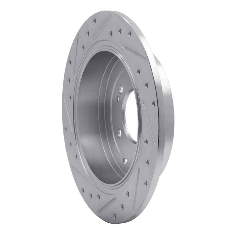 Hyundai TUCSON Brake Rotor (1) - Rear Right - R1 Concepts - Drilled & Slotted - Silver - `16-`22